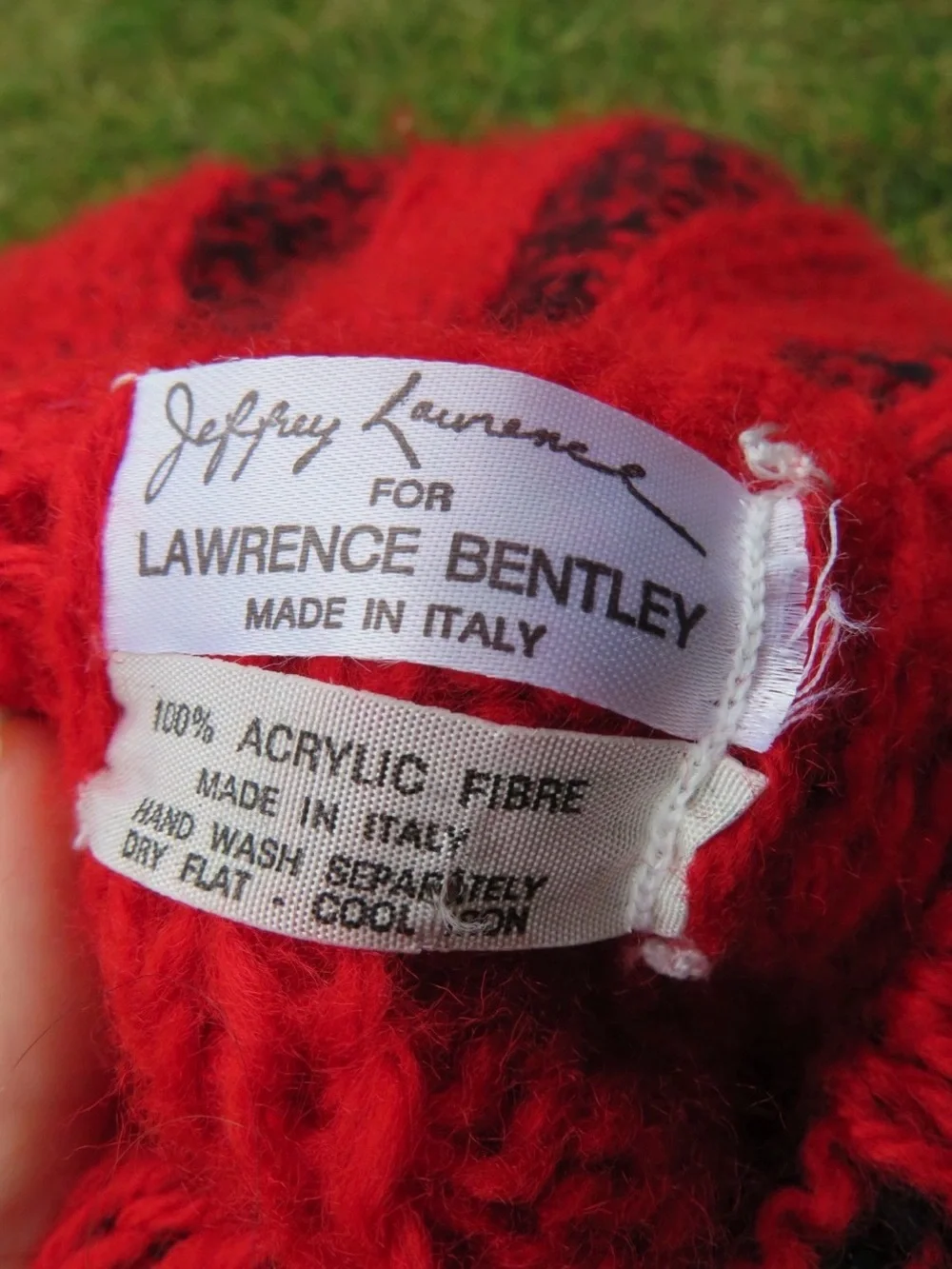 Chunky Red and Black Knit Beret with Pom Accent